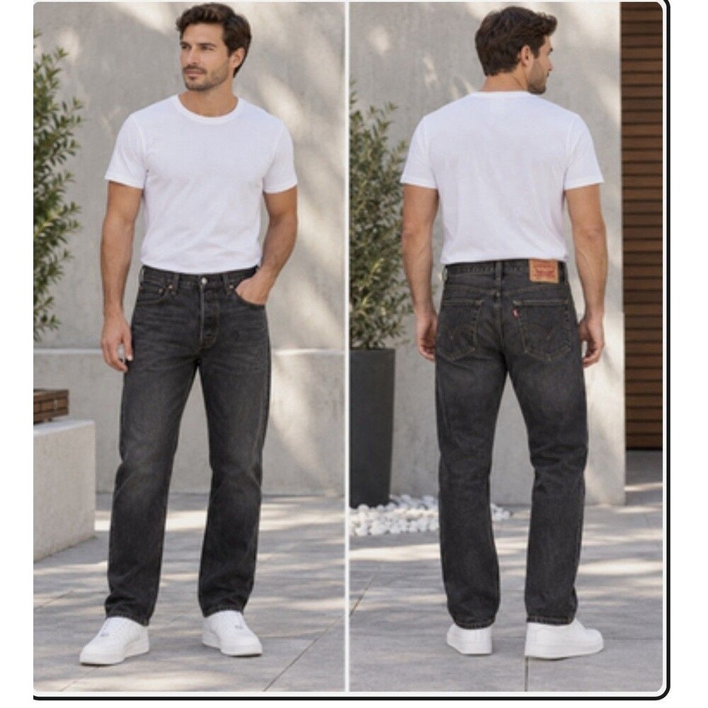LEVI's Men's 501 Button Fly Straight Leg Denim Jeans Retro Vintage Size 40x30
